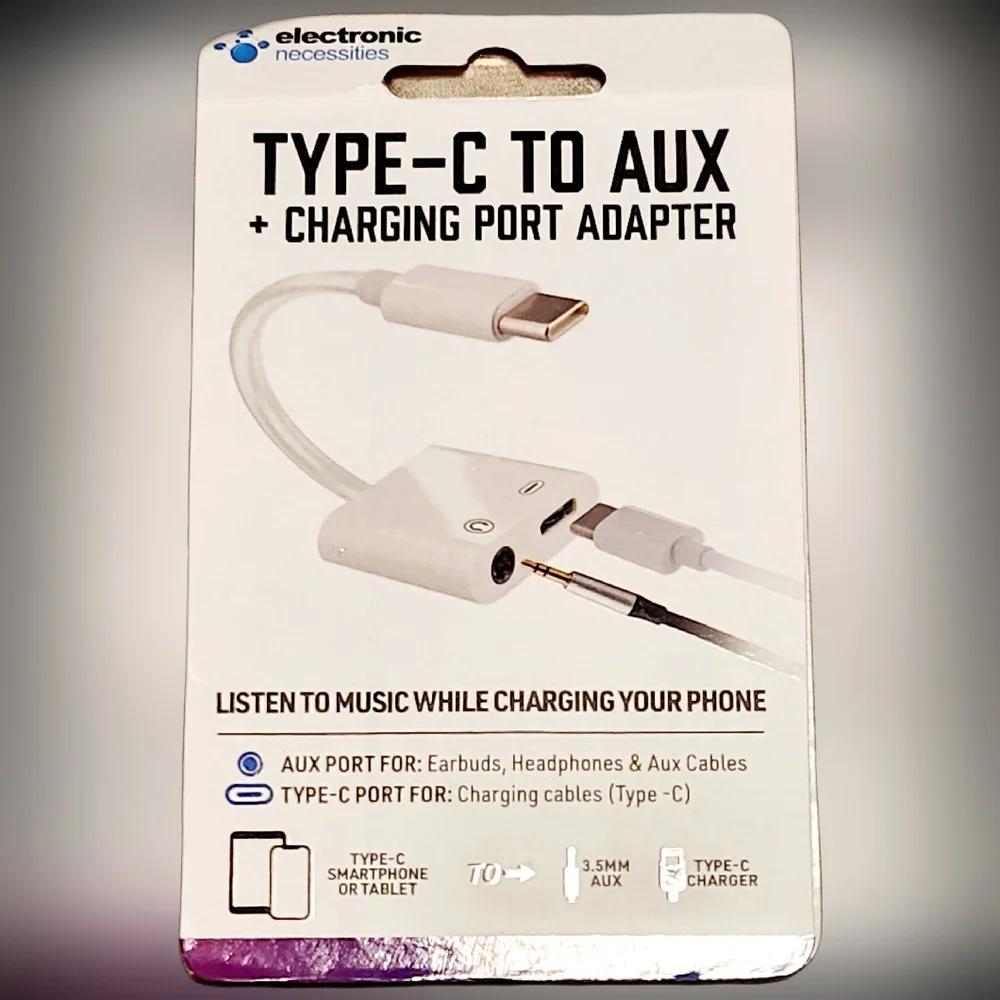 NWT White Charging Port Adapter TYPE-C to AUXILLARY!